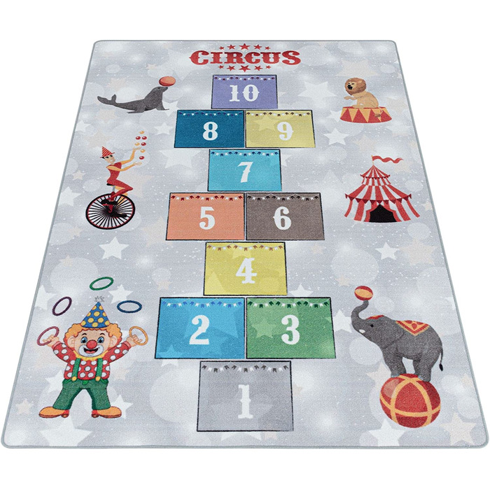 Дитячий килимок Carpetsale24, що миється ігровий килимок, цирк з надувною коробкою, килим для хлопчиків і дівчаток, прямокутної форми, для дитячої, дитячої або ігрової кімнат, Розмір (100 х 150 см)