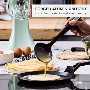 Сковорода KitchenAid Classic Forged для млинців (24 см), з антипригарним покриттям, індукційна, для духовки, чорна