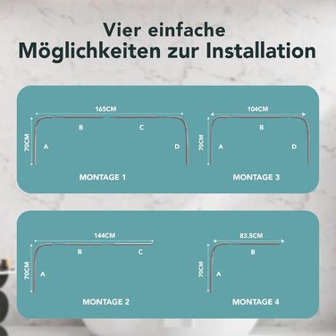 Штанга для душу Ericka L-подібної та U-подібної форми - 4-в-1 для ванни чи душу - сталева з порошковим покриттям (сірий глянцевий)