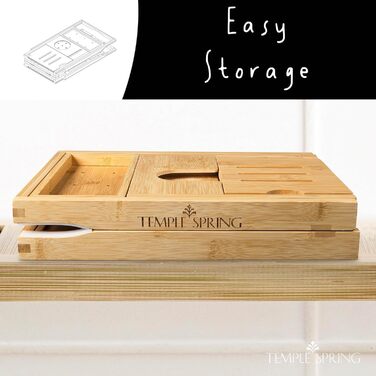 Підставка для ванни Temple Spring: дерев'яна, складана, бамбукова - аксесуари для ванної кімнати