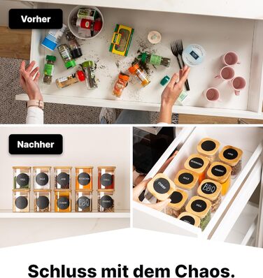 Набір скляних баночок для спецій Deco haus® з дерев'яними кришками (10 шт.) - Набір контейнерів для спецій, баночки для приправ