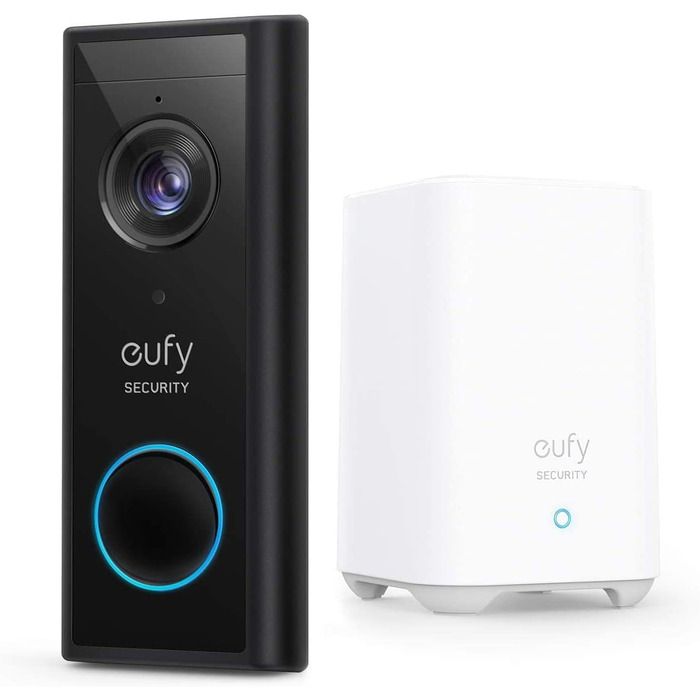 Бездротова відеодзвінок eufy Security з акумулятором 2K HD, розумна ідентифікація людей, двосторонній аудіо (HomeBase 2 необхідний), відновлений