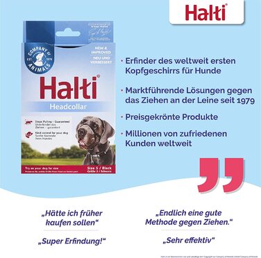 Головний убір HALTI, розмір-не дозволяє вашій собаці тягнути повідець, легко регулюється, легкий, з м'яким ремінцем для носа, нашийник із захистом від натягу для собак середнього розміру (5, чорний)