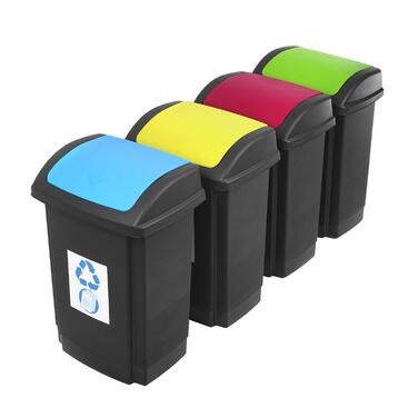 Металевий сміттєвий кошик з відкидною кришкою, сміттєвий кошик для утилізації відходів, сміттєвий кошик об'ємом 25 л (Червоний / Чорний) (зелений / чорний)