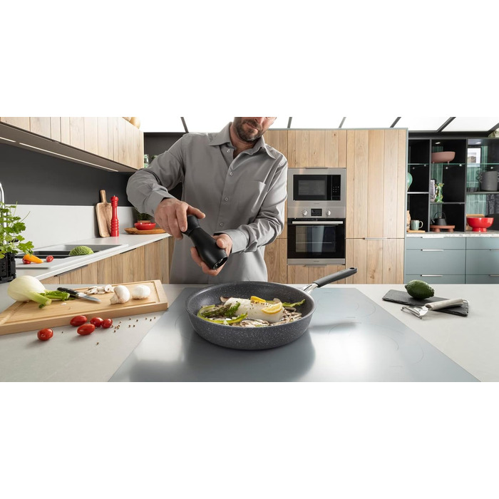 Сковорода Lagostina Tempra Mineral з антипригарним покриттям, діаметр 28 см, ручки з силікону, ефект каменю, для всіх типів плит