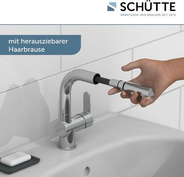 Змішувач для ванної SCHÜTTE 79710 LONDON з висувною лійкою, настінний, з донним клапаном, хром