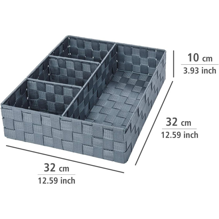 Відділення - Органайзер для ванної кімнати 9.3л, ПП, 32x10x32см, сірий, 4