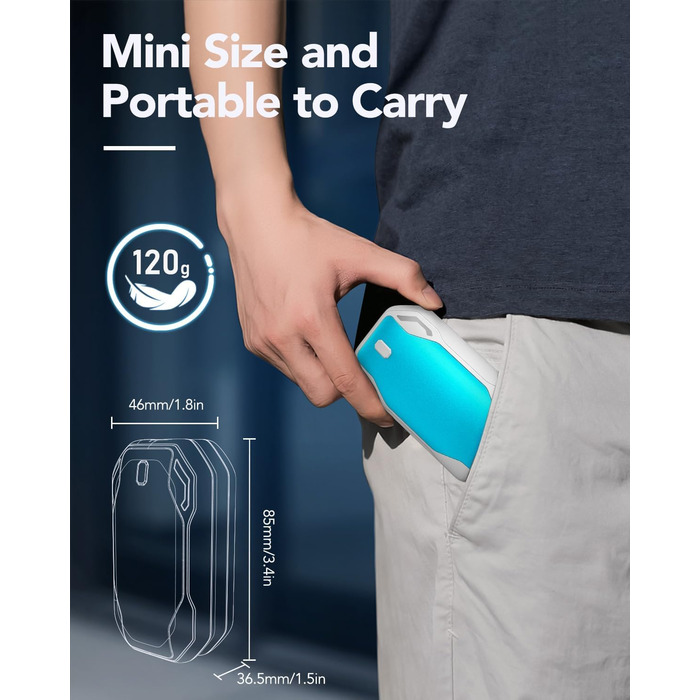 Електричні грілки для рук PHEJIE 2 шт. з 3 режимами нагріву, портативні, для активного відпочинку, кемпінгу, гольфу, подарунок для жінок та чоловіків (синьо-білі)