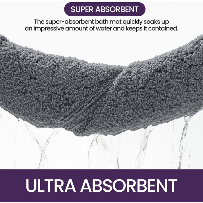 Набір килимків для ванної кімнати DEXI, 2 шт., 40 x 60 см, сірий. Нековзкі, м'які, швидковисихаючі килимки для душу, ванни та туалету. Машинне прання.