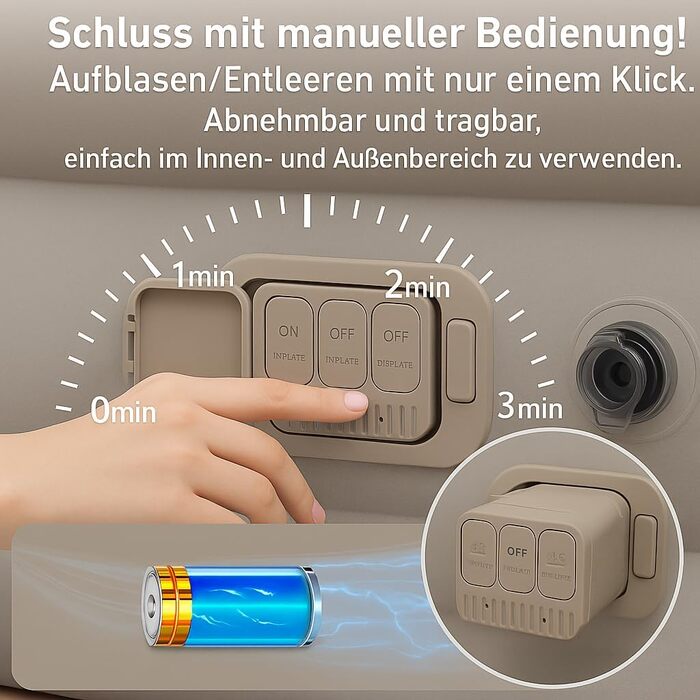 Надувний матрац для 2 осіб з самонадуванням, 200x148x36 см, преміум-якість, для кемпінгу та дому