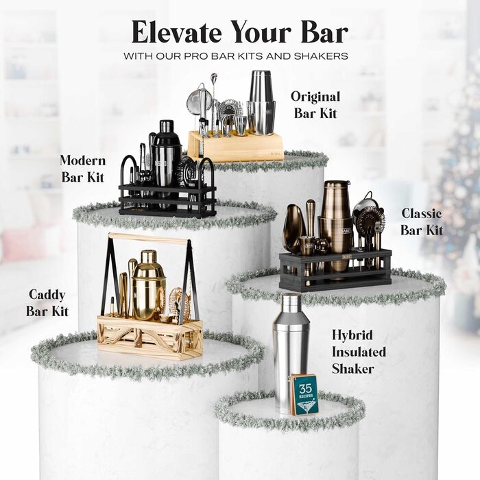 Набір для бармена Bare Barrel Pro: 14 предметів, Boston Shaker, стійка, рецепти, 28oz, професійний