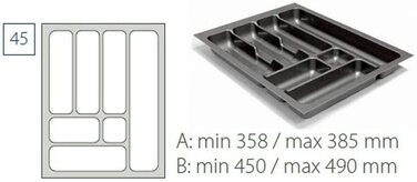 Вставка для столових приладів висувний ящик для столових приладів Comfort Universal / / Розмір 810-835 мм / сріблясто-сірий (для висувних ящиків 45-ї серії)