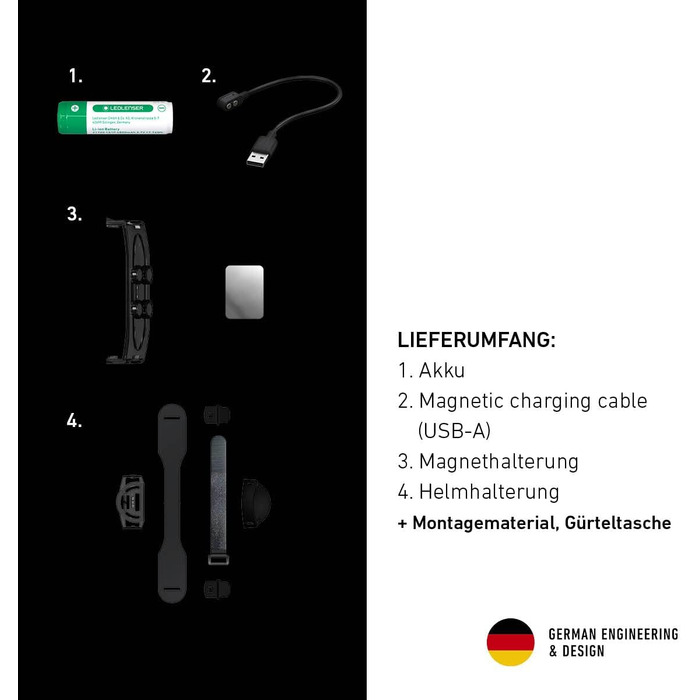 Проф. налобний ліхтар Ledlenser iH11R, 600 лм, USB, тримач шолома, сумка, робота в рукавичках