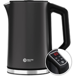 Електричний чайник BALTER з регулюванням температури, 1.5L, 2200W, білий (сірий), без BPA, подвійні стінки, бездротовий