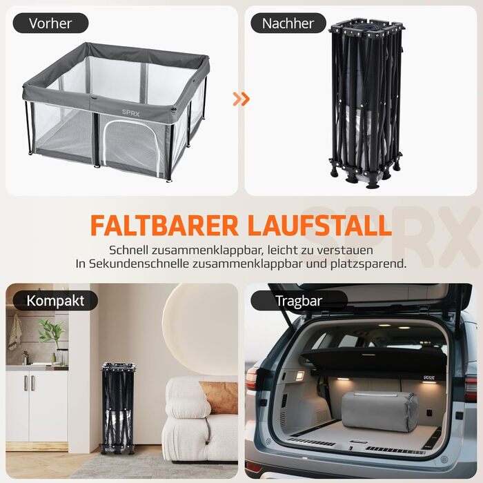 Дитячий портативний ігровий центр (laufstall) з матом, 127x127x69 см. Безпечний та зручний для дому та на вулицю. В комплекті 50 кульок.