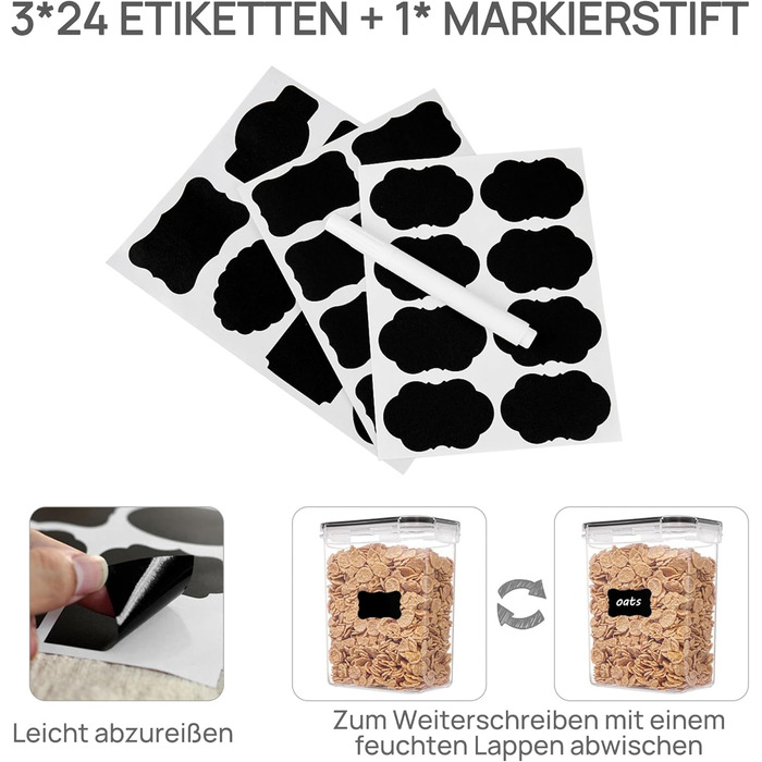 Набір контейнерів для зберігання Vtopmart з кришкою, 32 шт. - герметичні, BPA-free, для борошна, цукру, круп, з ручкою та етикетками