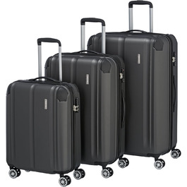 Набір валіз на 4-х колесах Travelite CITY, TSA-lock, розширювана складка, 073040-04, антрацит