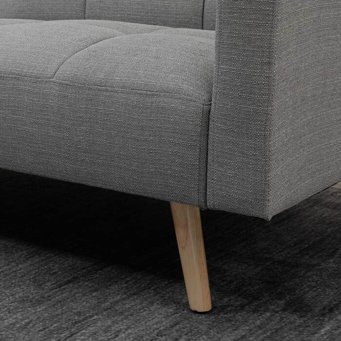 Диван-ліжко 2 в 1, 205 x 88 см, з функцією ліжка, м'яке сидіння, з текстурою льону, сірий