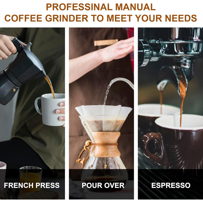 Ручна кавомолка M6 для приготування еспресо, 25г, з шліфувальним механізмом Hexagonal, портативна