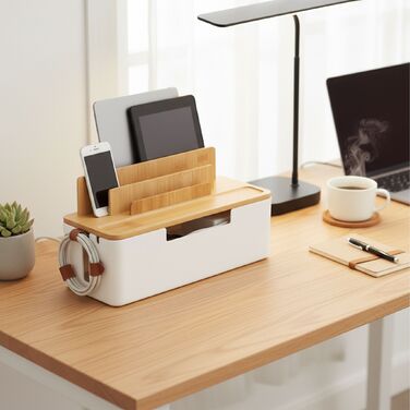 Організатор кабелів Relaxdays з бамбука та кріпленням