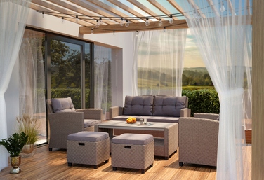 Комплект садових меблів з техноротанга Di Volio Firenze DV-016GF, бежевий, 6 предметів