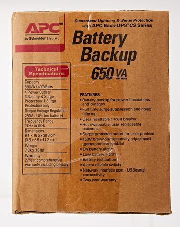 ДБЖ APC Back-UPS CS BK650EI 650 ВА (4 виходи IEC, захист від перенапруг)