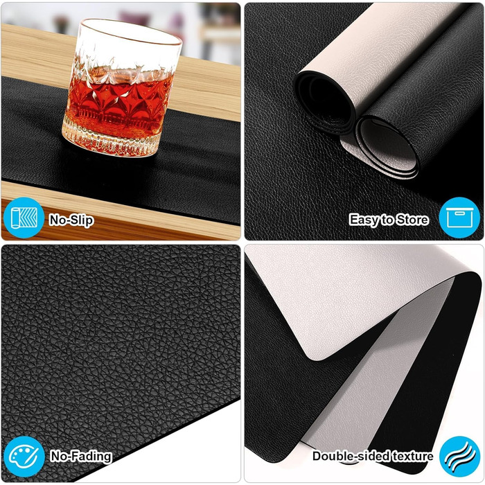 Набори підставки під тарілки 6 шт. з екошкіри, 43x30 см (червоний/сірий)