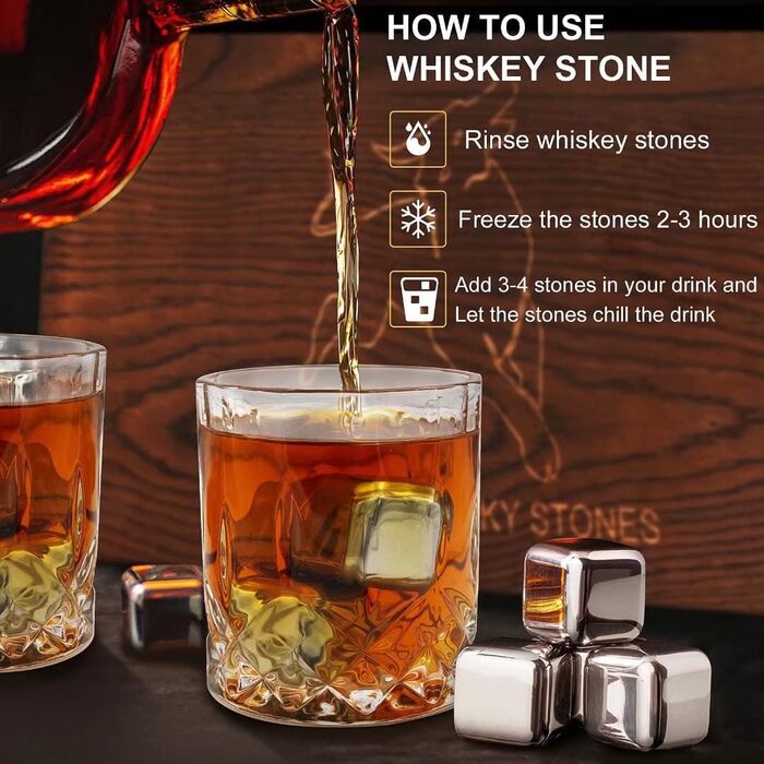 Подарунковий набір Whisky Stones 6 кубиків льоду з нержавіючої сталі, багаторазові, спеціальні подарунки для чоловіків