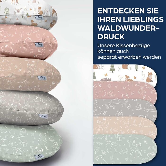 Подушка для вагітних XXL Niimo & подушка для годування - подушка для тих, хто спить на боці з чохлом з 100% бавовни, зручна подушка для дорослих, подушка для підтримки, (200 см x 70 см) (Бежевий Ліс, подушка для годування)