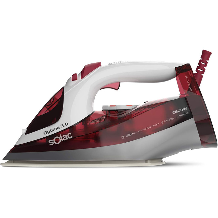 Праска з парою Solac Solution PV2490: 3000W, 200 г/хв, керамічна підошва, антинакип, самоочищення, 290 мл