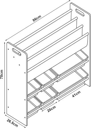 Дитяча полиця для іграшок en.casa Rødøy з 6 ящиками, 78 x 86 x 27 см, дизайн 