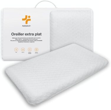 Дитяча подушка Inphysio з memory foam - бамбукова тканина, гіпоалергенна - для комфортного сну - ергономічна подушка для шиї - 50 x 30 x 5,5 см (перлова)