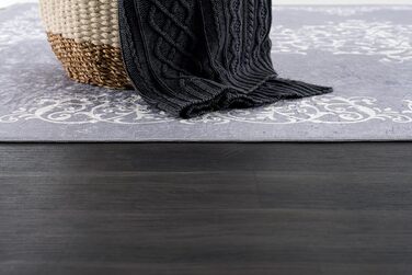 Килимок, що миється I Високоякісний килимок для кухні та передпокою I 100 поліестер I Сучасний килимок для вітальні з візерунком I Килимок з нековзним покриттям (80 x 150 см, сірий-1706)