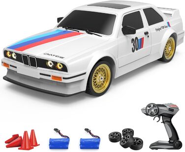RC Дрифт-кар Mostop 1/16, 2.4GHz, 4WD, 30+ км/год, LED, 2 акумулятори, Білий
