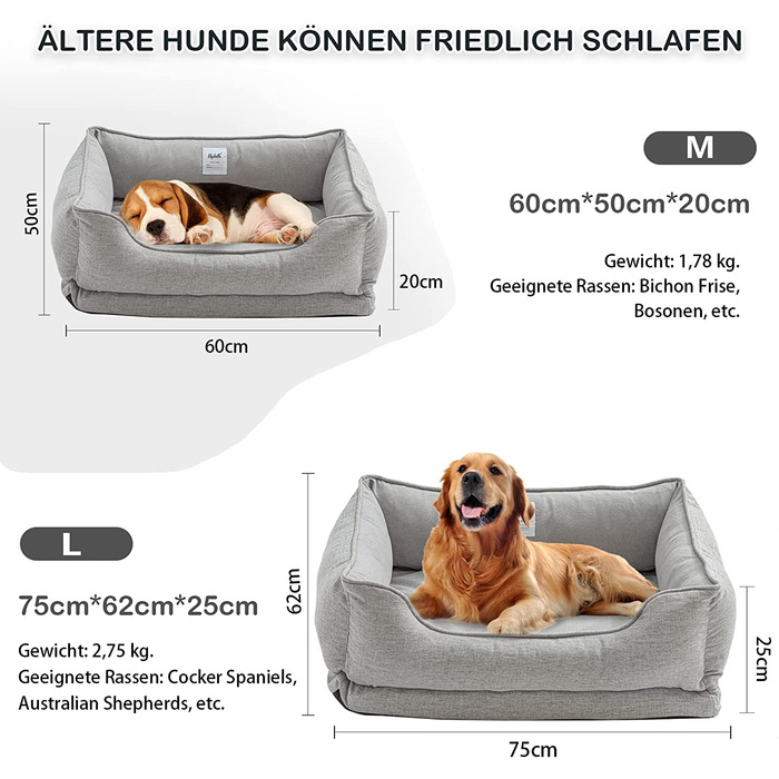 Ліжко для собак LilyAbeille, ліжко для кішок, ортопедичні ліжка для собак. Знімний, миється, пухнастий, морозостійкий, стійкий до укусів, нековзний. Випускається для великих, осілих і маленьких собак (L, сірого кольору)