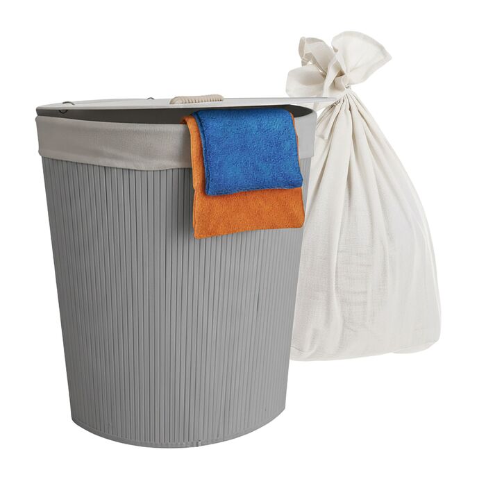 Кошик для білизни кутовий з бамбука Relaxdays з кришкою