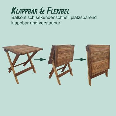 Стіл-трансформер квадратної форми Relaxdays з акацієвого дерева