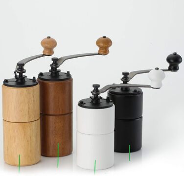 Кавомолка ручна Akirakoki з чавунним жорном, велика ємність, для подорожей та кемпінгу, регульована (коричневе дерево)