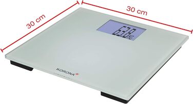 Цифрові ваги для ванної кімнати Korona 73230 Romy Скляні ваги для тіла з дуже великим РК-дисплеєм Скляні ваги до 200 кг