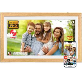 Цифровий фоторамка FRAMEO 21.5 дюймів з IPS LCD сенсорним екраном, Wi-Fi, 32 GB, USB/SD розширення, Auto-Rotate, для кріплення на стіну, жовтий