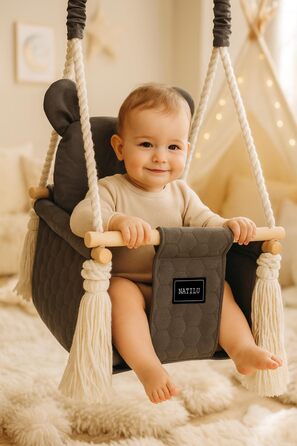 Дитяча гойдалка для дому та вулиці Bär Light Velvet | Дерев'яна гойдалка для дітей | Гойдалка для дверного отвору