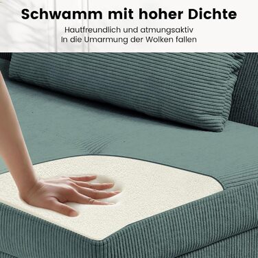 Диван-ліжко LUCKRACER 3-місний, трансформер, футон, кутовий диван, зелений, для вітальні та квартири