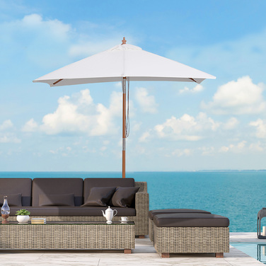 Сонячний парасолька 200 x 150 x 235 см. Регульована сонячна парасолька для саду з 3-ступінчатим регулюванням, прямокутна, пляжна/вулична парасолька, водовідштовхувальна та захищає від ультрафіолету, для пляжу, балкону, тераси, саду, кремово-білий