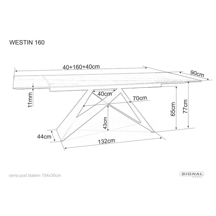 Стіл WESTIN CERAMIC 180(260)*90 коричневий ефект дерева/чорний мат