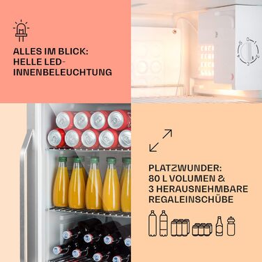 Klarstein Getränkekühlschrank: компактний міні-холодильник для напоїв (80 л, срібно-білий)