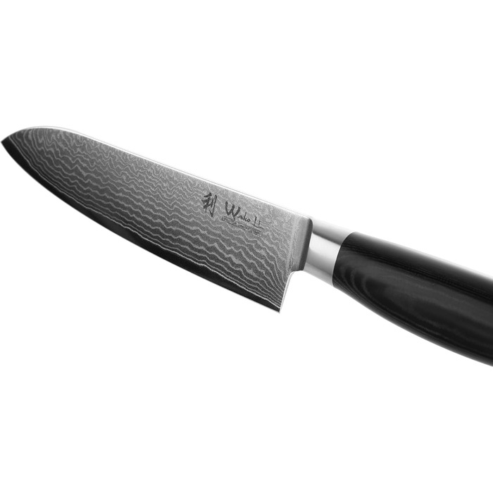 Ніж кухонний Wakoli Mikata Damast Santoku 17 см з лезом з дамаської сталі (67 шарів) з ручкою Micarta