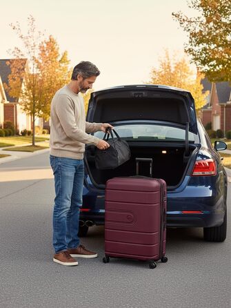 Набір валіз REDOLZ Hartschalen 3-в-1: велика (76 см), середні та маленькі, розширювані, з TSA-замком, з поліпропілену, 4 колеса, для жінок та чоловіків (Burgundy)