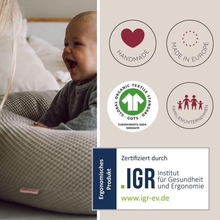 Подушка для годування HOBEA-Germany 190x76 см XXL, подушка для вагітних та сну на боці, з органічної бавовни (Колір: Ліс)