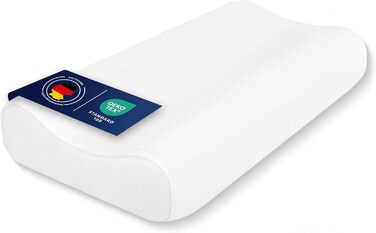 Подушка для шиї OnlyDreams з гелевим шаром | Регульована висота + вибір жорсткості | Чохол з алое вера | Підходить для сну на спині, животі та боці - Oeko-TEX (Basic, 50x32x11/9 см)