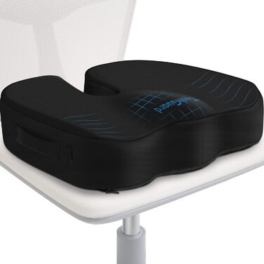 Подушка для офісного крісла TushGuard, Memory Foam, чорна, X-Large - для спини, куприка, ішіасу, куприка, полегшення болю